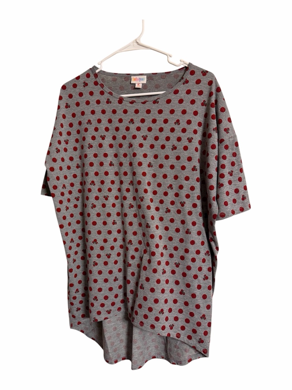 LuLaRoe Gray Tee with Red Polka Dots  XS